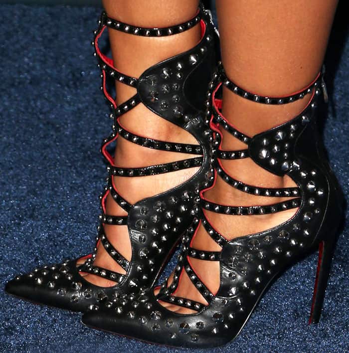 Serayah turns heads in a gorgeous studded pair of Cesare Paciotti pumps