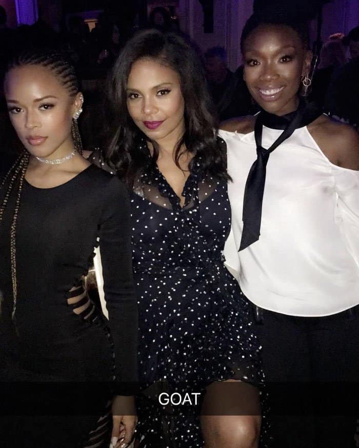 Serayah McNeill shares a memorable moment with her idols, Sanaa Lathan and Brandy, at FOX's Winter TCA Tour All-Star Party, captioned with admiration as "GOAT"