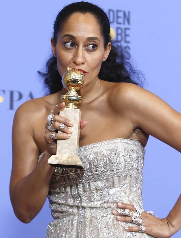 Tracee Ellis Ross won the Golden Globe Award for Best Actress in a TV Series, Comedy, for her role in "Black-ish" at the 74th Annual Golden Globe Awards in 2017