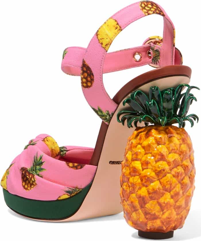 Dolce Gabbana Knotted Printed Pineapple-Sculpted Sandals