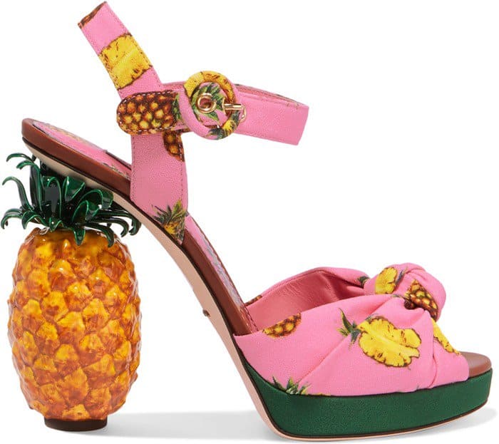 Dolce  Gabbana Knotted Printed Pineapple-Sculpted Sandals