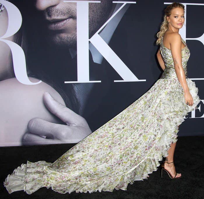 Rita Ora walking the carpet at the 'Fifty Shades Darker' premiere at The Theatre at Ace Hotel in Los Angeles