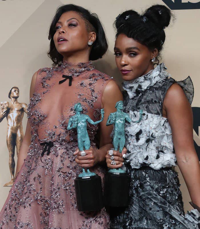 Taraji P. Henson and Janelle Monáe at the 23rd Screen Actors Guild Awards (SAG) held at The Shrine Auditorium Media Complex in Los Angeles on January 29, 2017