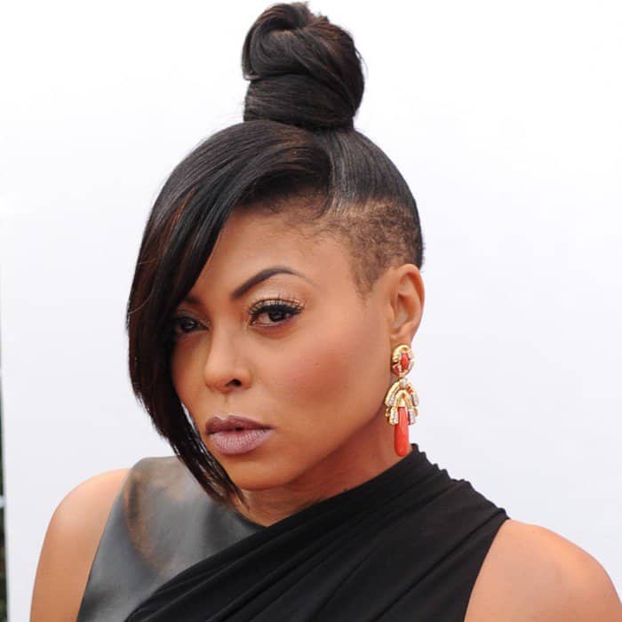 Taraji P. Henson's earrings from David Webb and a top knot