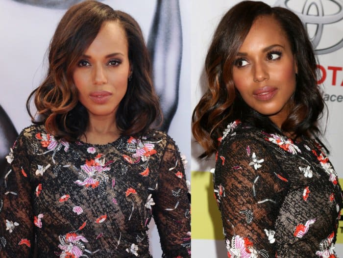 Kerry Washington styled her hair in soft, side-parted waves, adding effortless elegance to her embroidered Prabal Gurung gown at the NAACP Image Awards