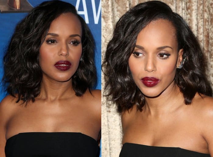 Kerry Washington styled her look with tousled, shoulder-length waves that perfectly framed her face, adding a soft, effortless touch to her ensemble