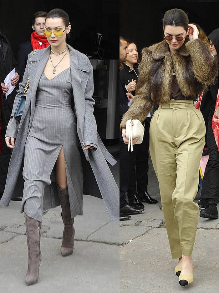 Bella Hadid and Kendall Jenner at the Chanel fall 2017 fashion show presented during Paris Fashion Week Womenswear Fall/Winter 2017/2018 in Paris, France, on March 7, 2017.