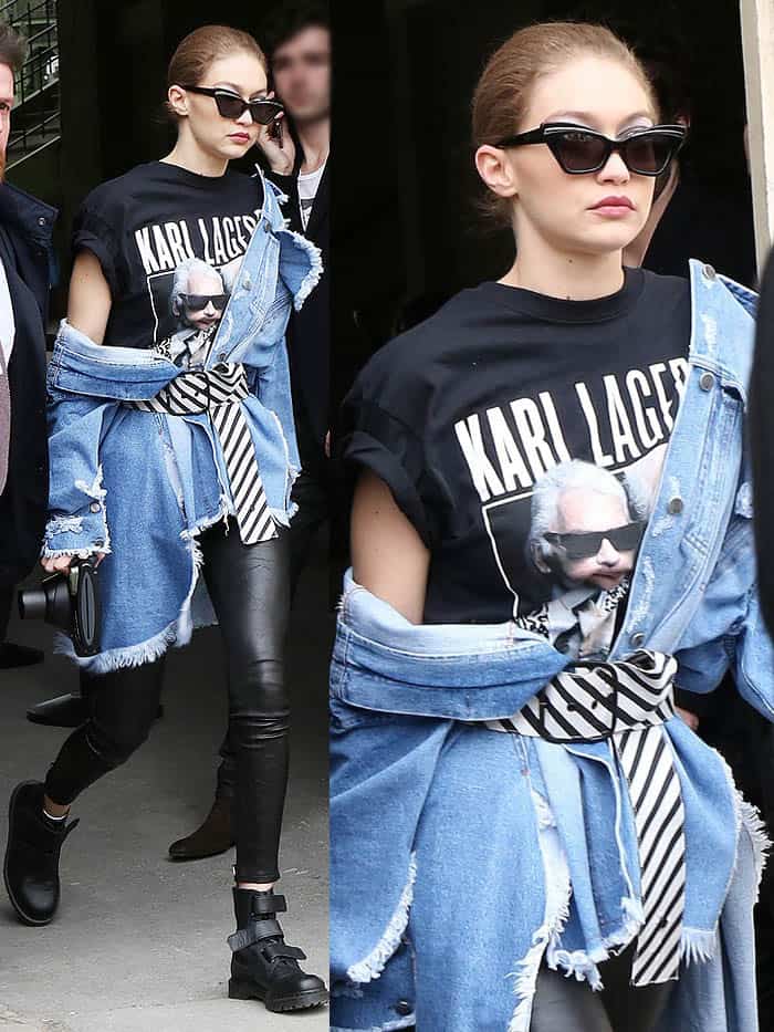 Gigi Hadid at the Chanel fall 2017 fashion show presented during Paris Fashion Week Womenswear Fall/Winter 2017/2018 in Paris, France, on March 7, 2017.