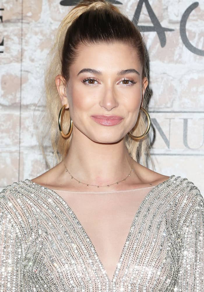 Hailey Baldwin surprised everyone with a sparkling look at the TAO, Beauty Essex, Avenue, and Luchini grand opening