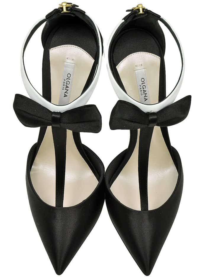 Olgana Paris La Garconne Black Satin T-Strap Pumps