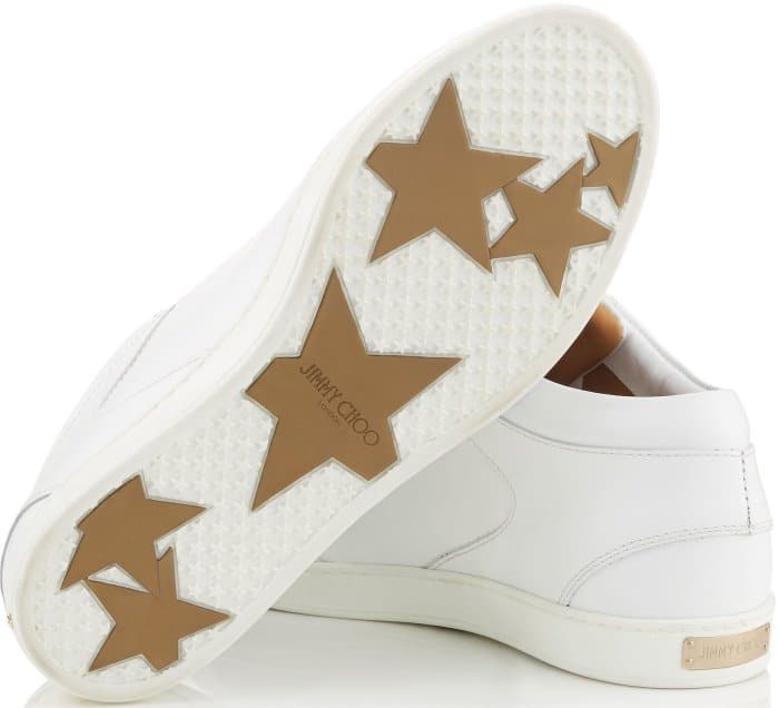 Jimmy Choo "Miami" White Calf Leather Low Top Trainers