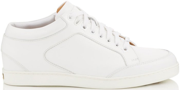 Jimmy Choo "Miami" White Calf Leather Low Top Trainers