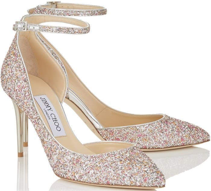 Jimmy Choo "Lucy" Camellia Mix Speckled Glitter Pointy Toe Pumps