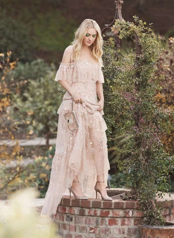 Dakota Fanning wearing the "Lucy" pumps in Jimmy Choo's spring/summer 2017 style diary
