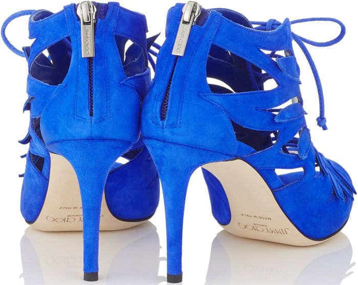 Jimmy Choo "Keena" Cobalt Suede Sandal Booties