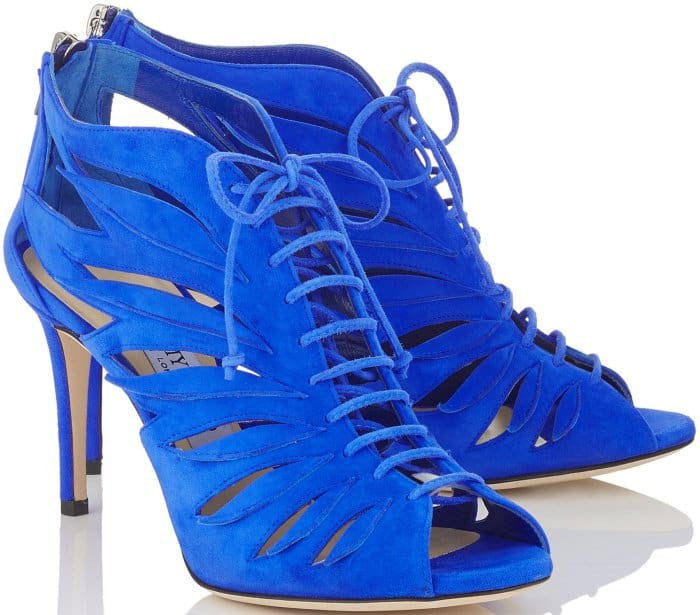 Jimmy Choo "Keena" Cobalt Suede Sandal Booties