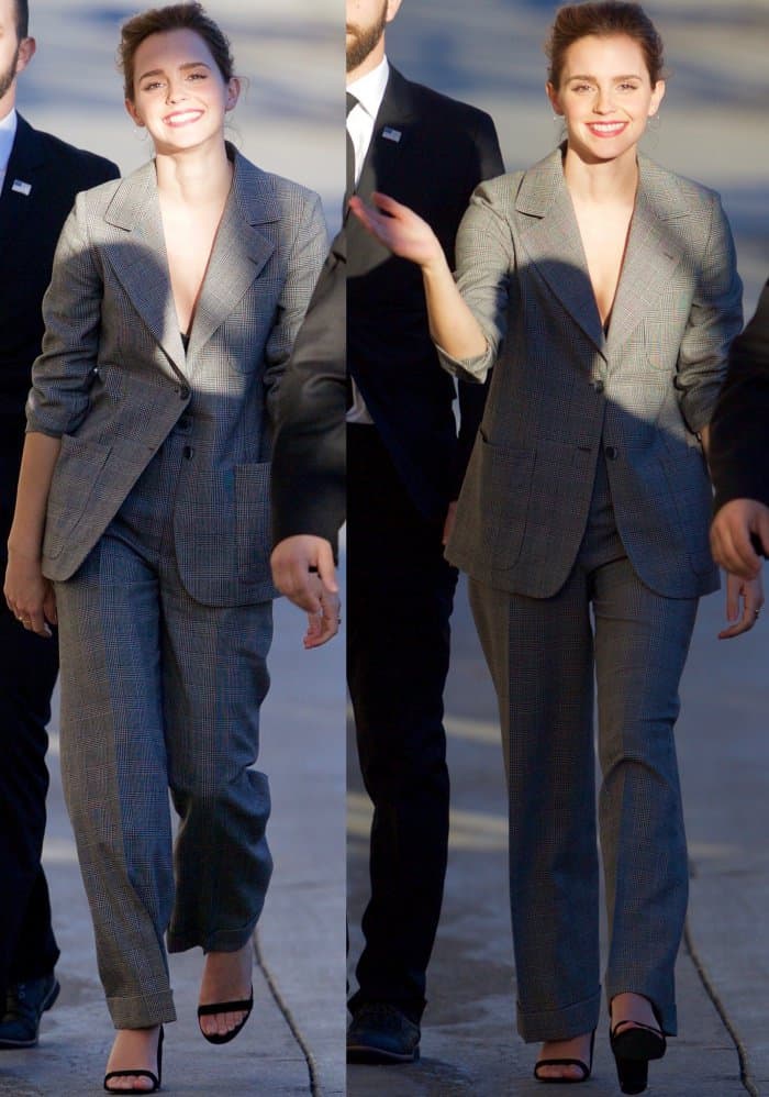 Emma Watson arriving at the ABC studios for an appearance on ‘Jimmy Kimmel Live!’ in Los Angeles, California, on March 7, 2017