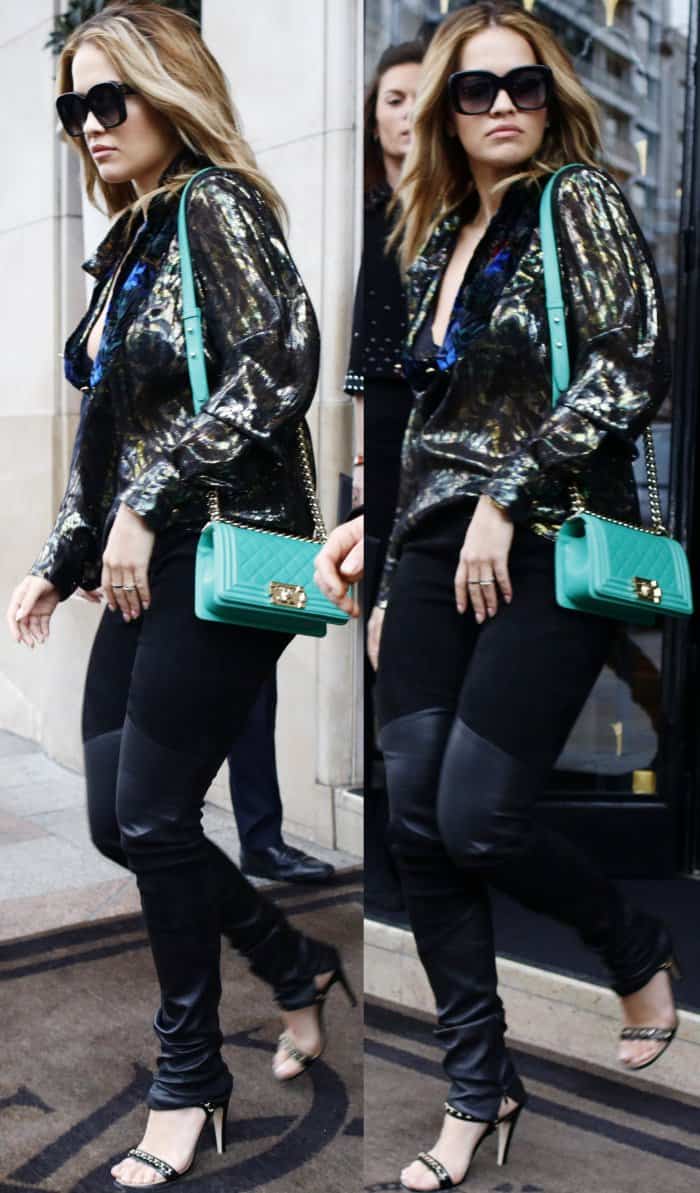 Rita Ora leaving her hotel on the way to the Chanel Fall/Winter 2017 Fashion Show in Paris, France, on March 7, 2017