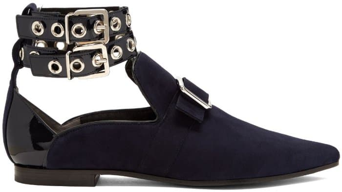 Self-Portrait x Robert Clergerie “Lolli” Point-Toe Flats in Ink Navy Suede