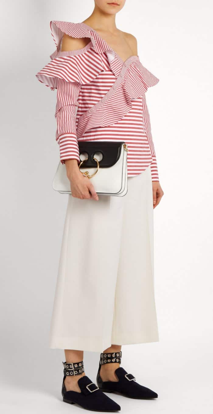 Self-Portrait x Robert Clergerie “Lolli” Point-Toe Flats in Black Suede