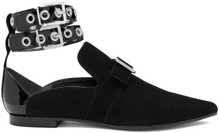 Self-Portrait x Robert Clergerie “Lolli” Point-Toe Flats in Black Suede