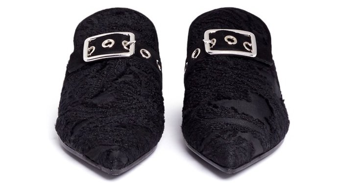 Self-Portrait x Robert Clergerie “Lopal” Buckle Strap Fil Coupé Slides