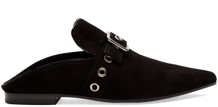 Self-Portrait x Robert Clergerie “Lopal” Backless Flats in Black Suede