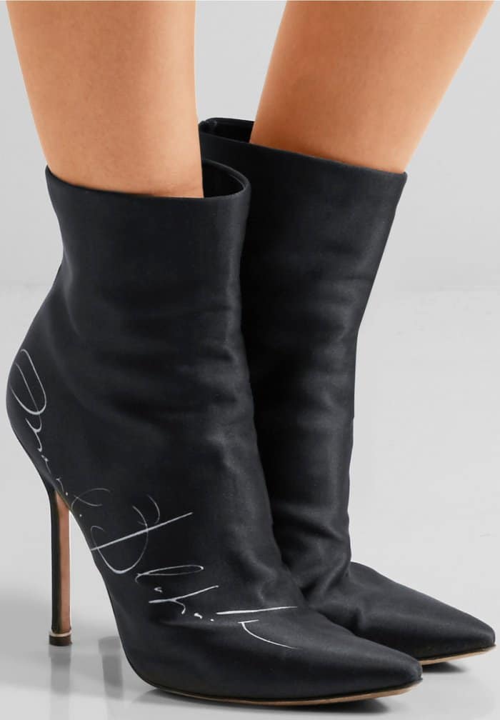 Vetements x Manolo Blahnik printed satin ankle boots