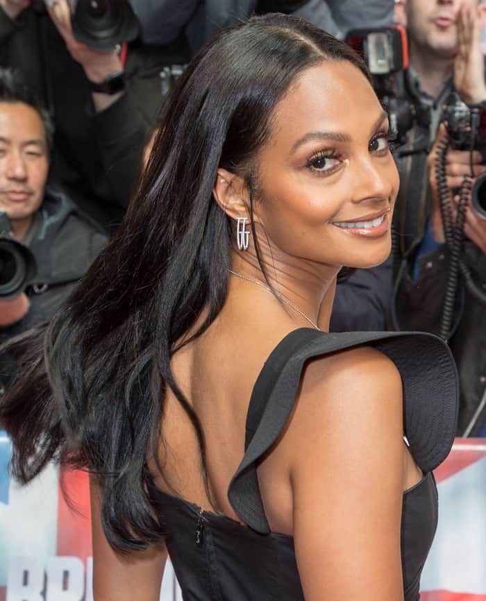 Alesha Dixon's look was elevated by her modern double-hoop silver earrings