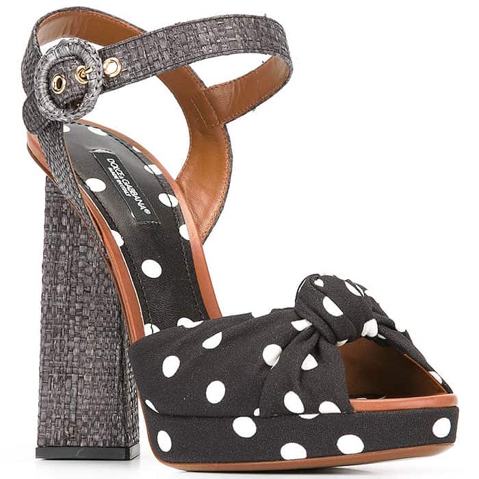 Dolce Gabbana “Cady” Polka Dot Pyramid Heel Sandals