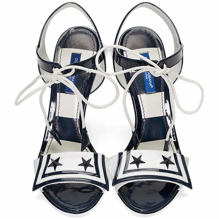 Dolce Gabbana Navy Patent Sailor Sandals