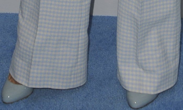 Close-up of Selena Gomez's Christian Louboutin "Dorissima" pastel blue pumps