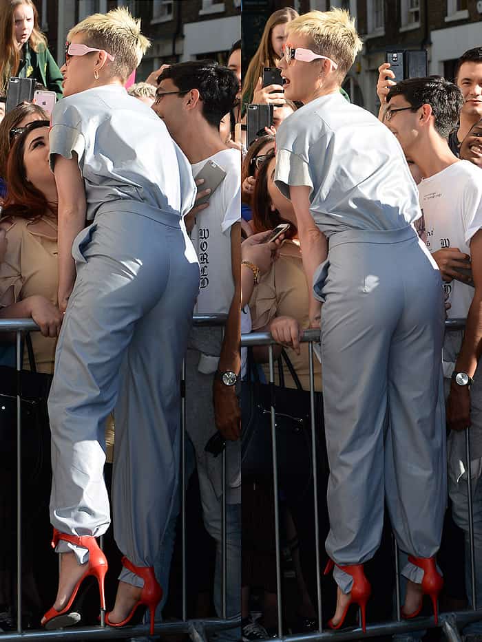 Katy Perry arriving to play an intimate gig at the Water Rats pub in London, England, on May 25, 2017.
