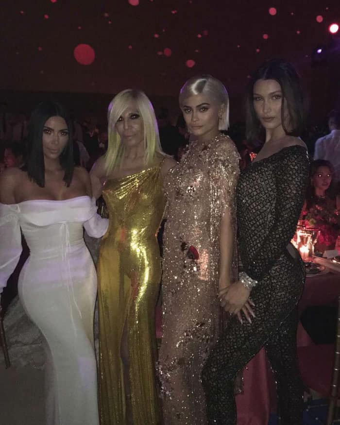 Kim Kardashian, Donatella Versace, Kylie Jenner, and Bella Hadid light up the 2017 Met Gala after-party in a dazzling lineup of sculpted silhouettes, metallics, and sheer glamour