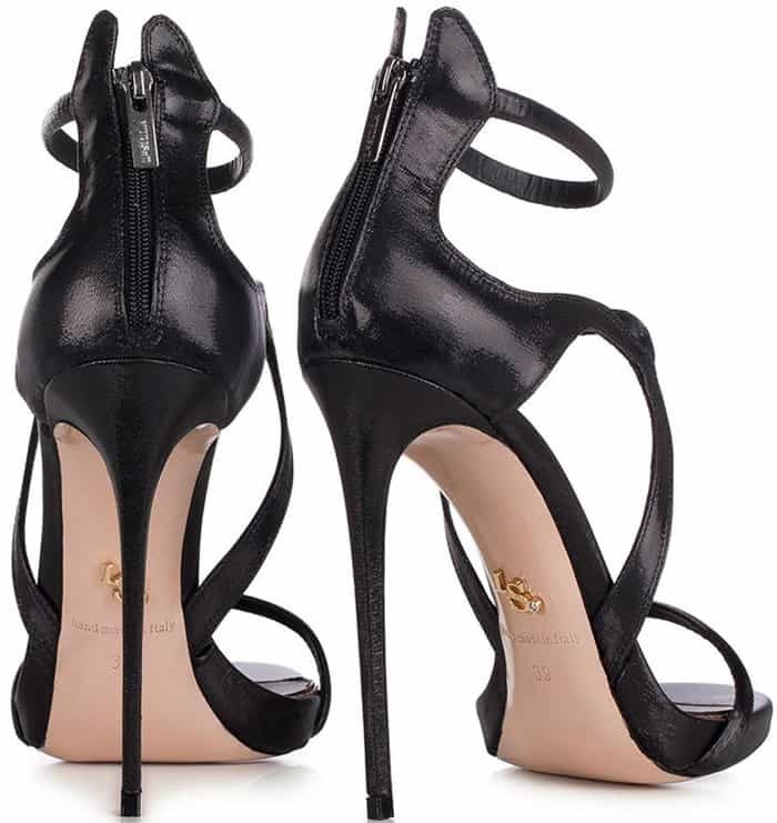 Black Le Silla 'Award' Sandal in Fiesta, Metallizzed fabric