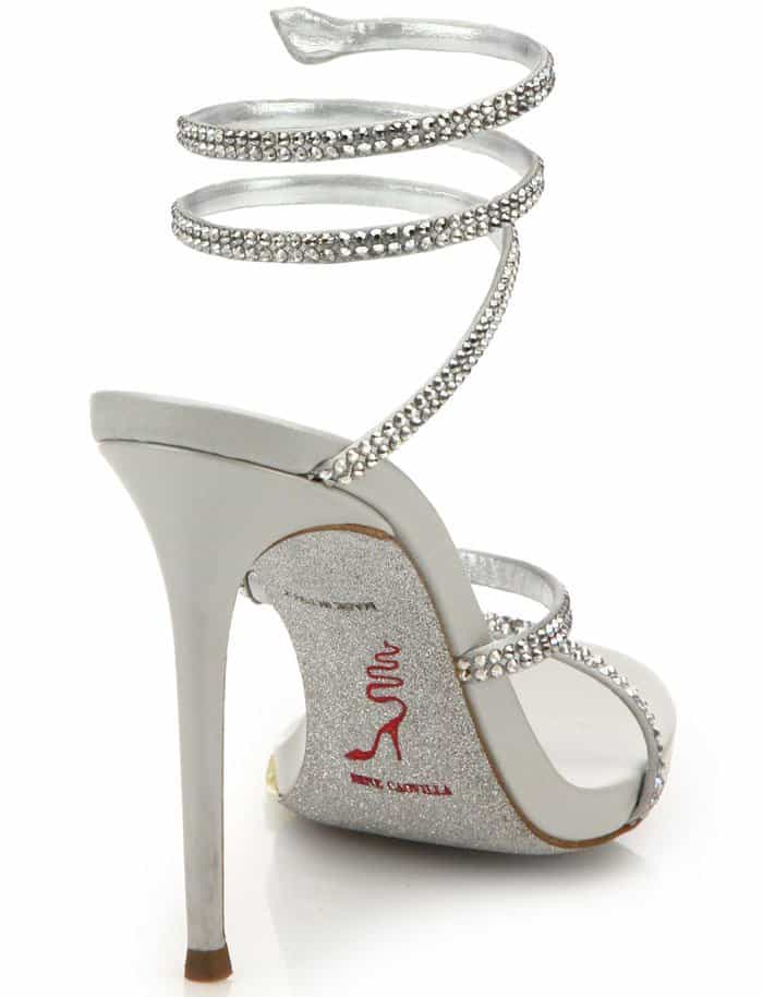 René Caovilla embellished suede and leather sandals