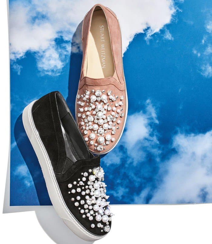 Stuart Weitzman Decor Suede Embellished Sneaker