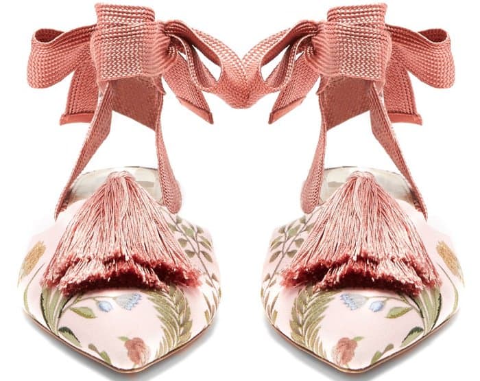 Aquazzura for de Gournay embroidered flats