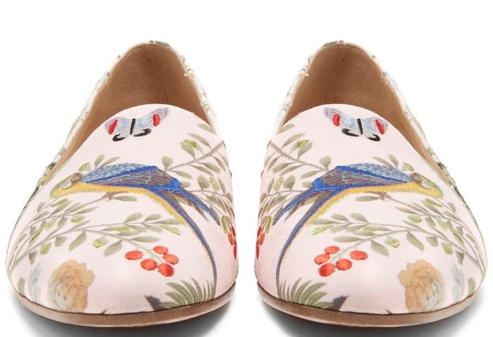 Aquazzura for de Gournay embroidered loafers