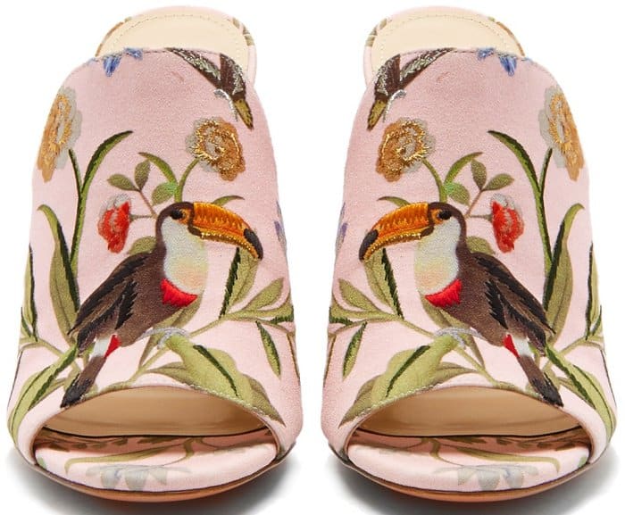 Aquazzura for de Gournay embroidered mules