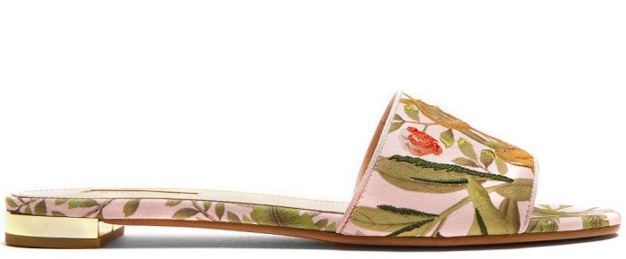 Aquazzura for de Gournay embroidered slides
