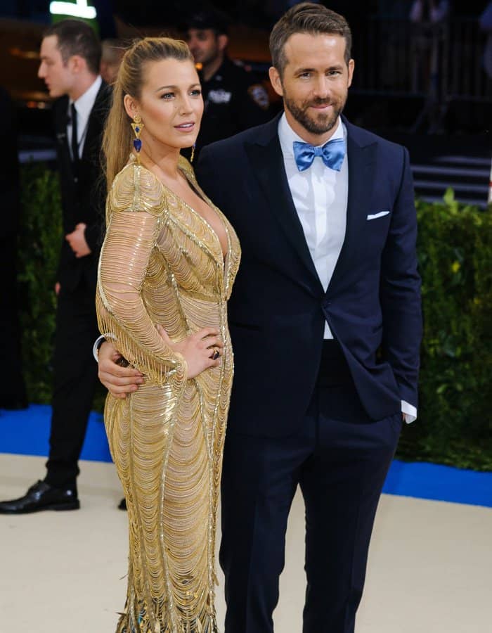Blake Lively with husband Ryan Reynolds at the 2017 Metropolitan Costume Institute Benefit Gala held at the Metropolitan Museum of Art in New York City, on May 1, 2017