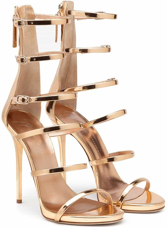 Giuseppe Zanotti Margaret Mirrored Rose Gold Leather Sandal