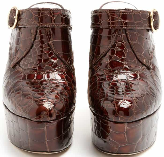 AlexaChung block-heel crocodile-effect leather platform mules