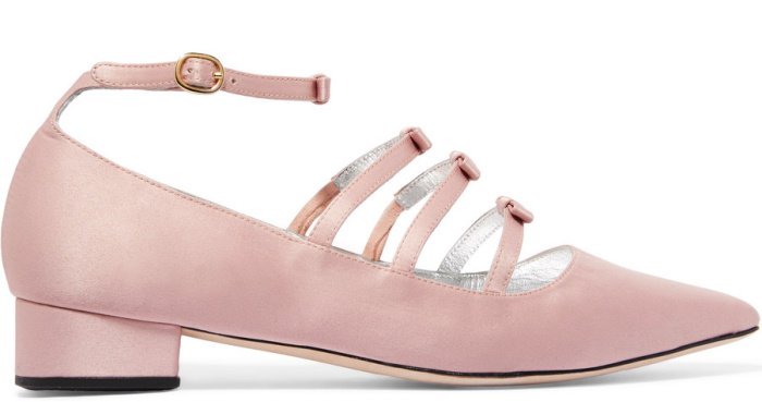 AlexaChung bow-embellished satin point-toe flats