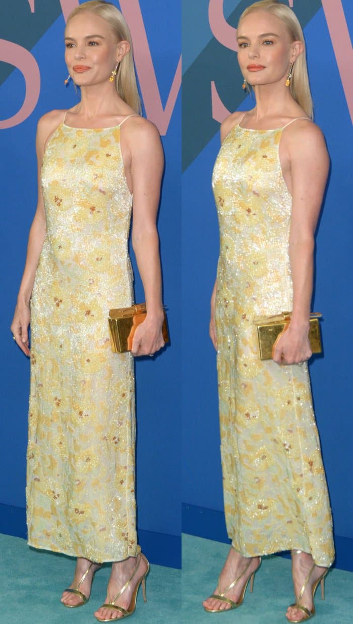 Kate Bosworth in a Brock Collection dress and Aquazzura “Casanova” sandals