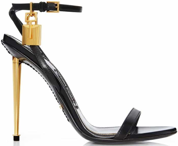 Tom Ford Padlock Naked Strap Sandals in Black