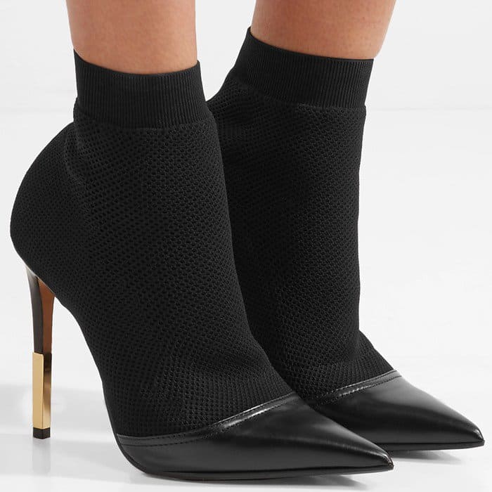 Balmain Aurore leather-trimmed stretch-knit sock boots