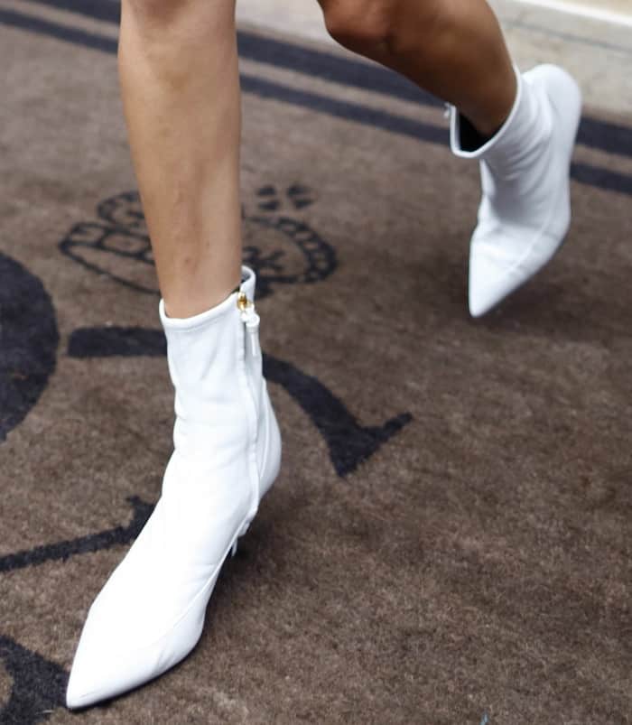 The "Clingy" booties from Stuart Weitzman were the perfect polished finish to Bella's country-chic Parisian look