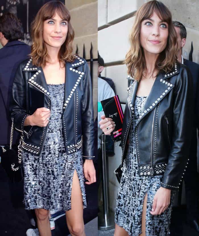 Alexa Chung attending the Miu Miu Cruise 2018 fashion show during Paris Haute Couture Fashion Week